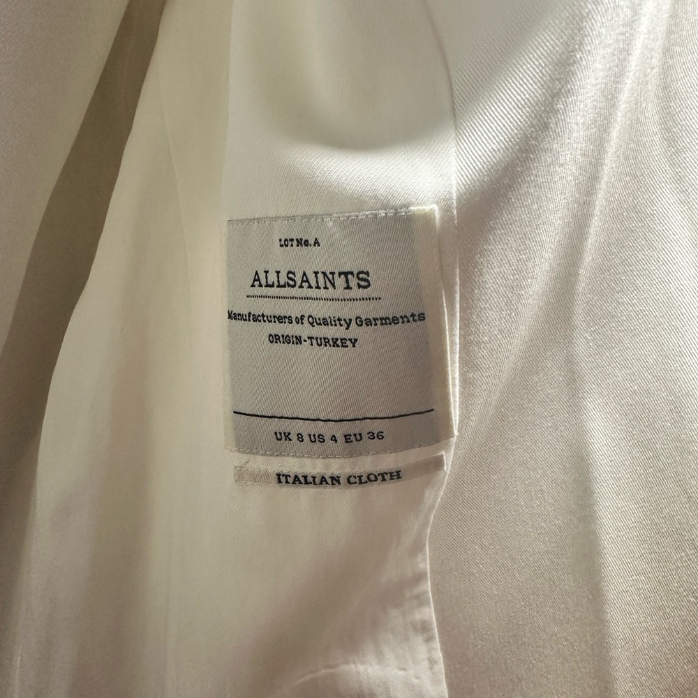 All Saints Ivory Satin Top with Soft Sheen